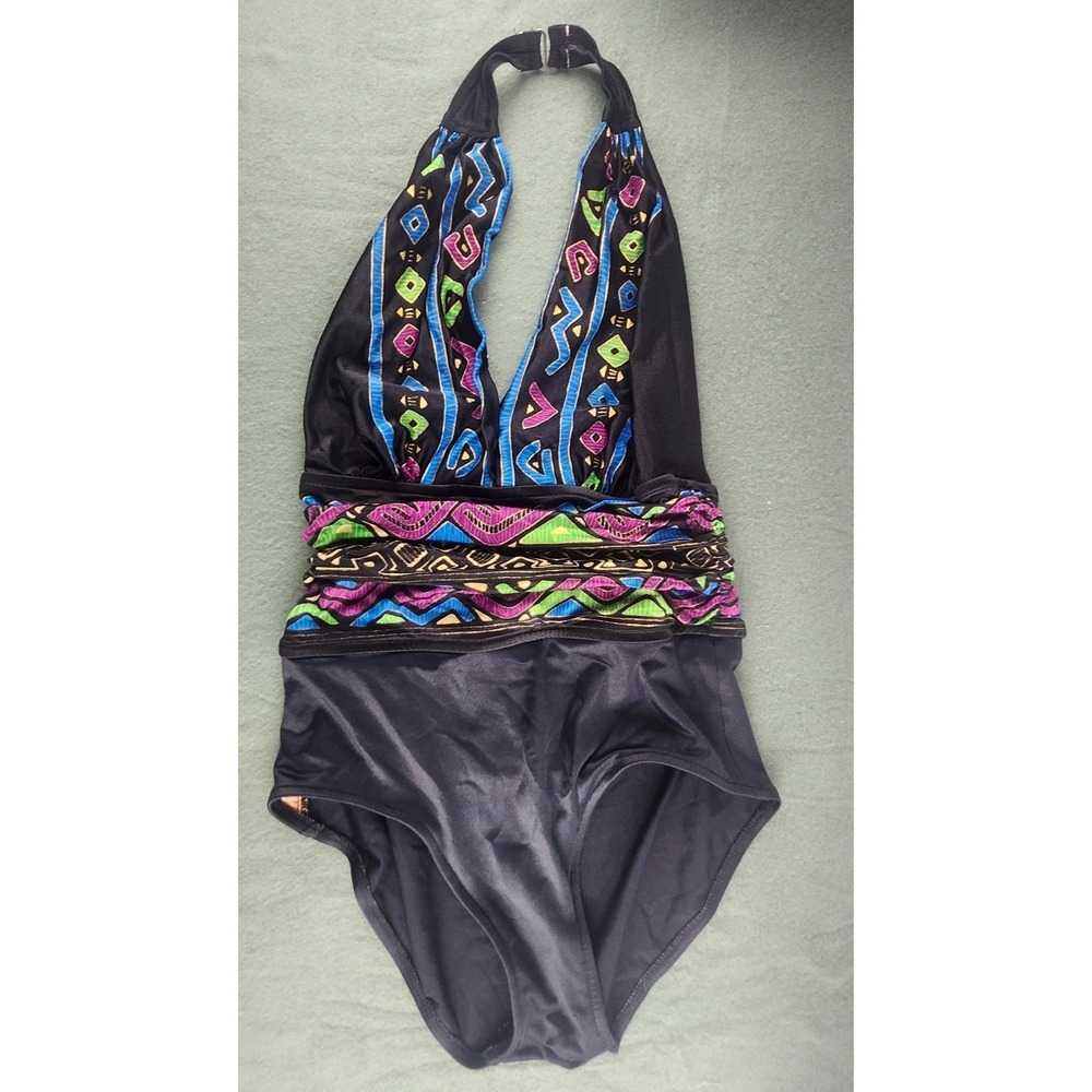 Vintage Catalina Shape Maker Purple One Piece Swimsuit Sz 10 Backless USA Made